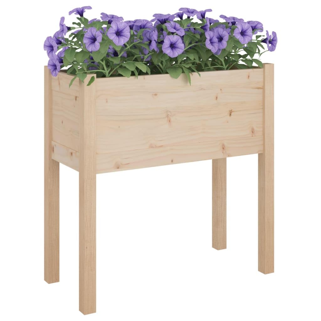WXGTBKPR Solid Pine Wood Garden Planter Box, 27.6-Inch Square Outdoor Flower Bed for Patio, Deck, Balcony, Rustic Vegetable Container Stand