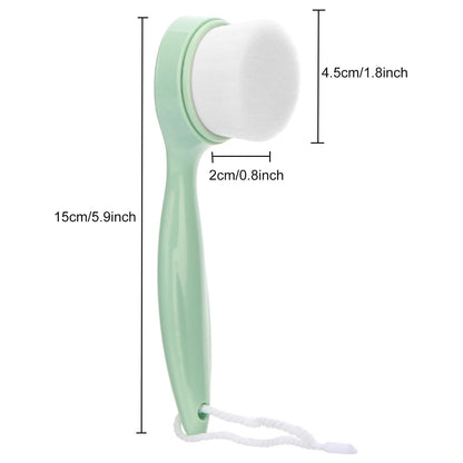 2 Pack Soft Bristle Facial Cleansing Brush for Deep Pore Cleaning, Face Exfoliating Scrub Brush for Face Cleansing Skincare Massaging (Pink and Jade White)