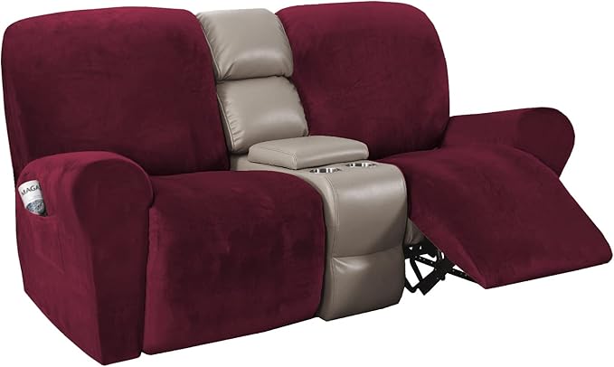 H.VERSAILTEX Velvet Stretch Recliner Couch Covers 6-Pieces Recliner Loveseat