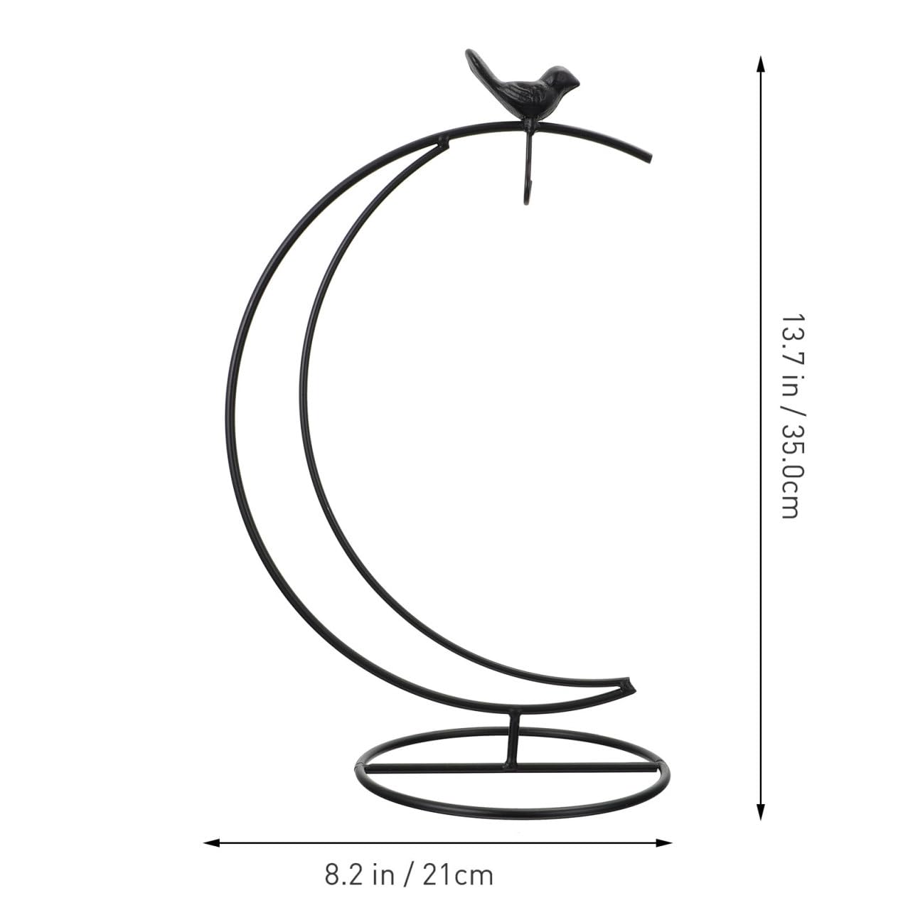 SOLUSTRE Moon Shaped Bird Iron Stand Hanging Flower Pot Holder for Glass Terrarium Decorative Pothook Display Stand for Home and Office Decor for Indoor Plant Arrangement