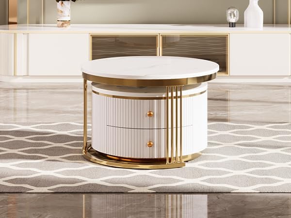 Merax Modern 2-Piece Round Nesting Coffee Table Set
