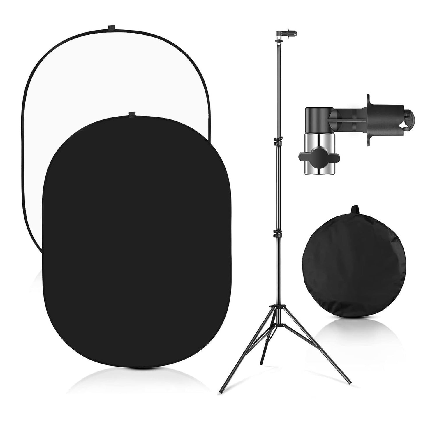 Portable Chromakey Black/White Backdrop with Stand,59 * 39 inch Pop Up Collapsible Backdrop,Foldable Black&White Screen 2 in 1 Backscreen for Photo and Video Shooting,Gaming (Black & White)