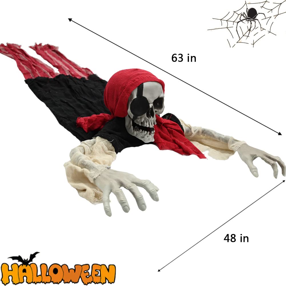Halloween Groundbreaker Decoration, Scary Skeleton Decorations with LED Light and Sound Effect for Halloween Outdoor, Lawn, Yard, Patio, Haunted House Decorations