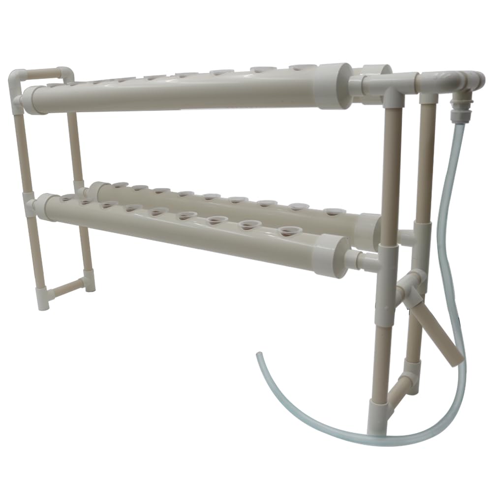 EQCOTWEA Wall-Mounted Hydroponic Grow Kit 36 Plant Sites Hydroponics Planting System 4 PVC Pipes Hydroponic Gardening Indoor System with 110V Water Pump,Planting Sponge,Hose