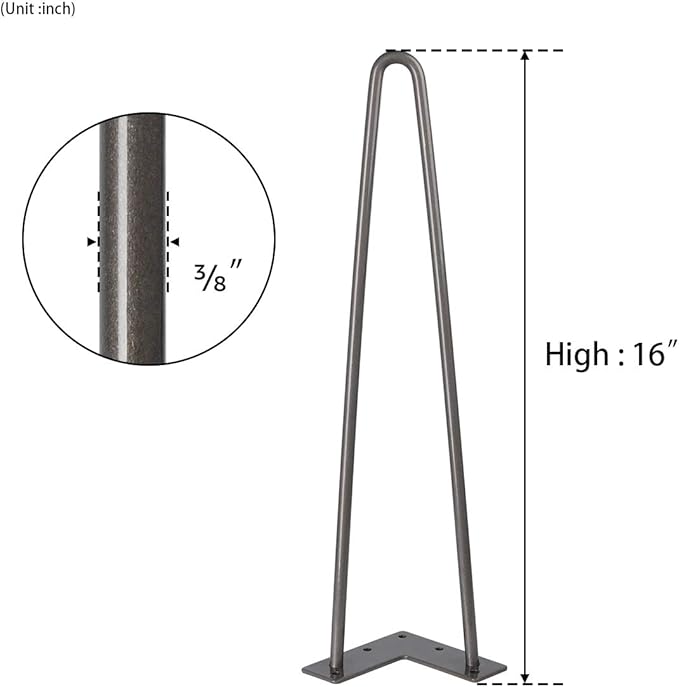 SMARTSTANDARD 16 Inch Heavy Duty Hairpin Furniture Legs, Metal Home DIY Projects