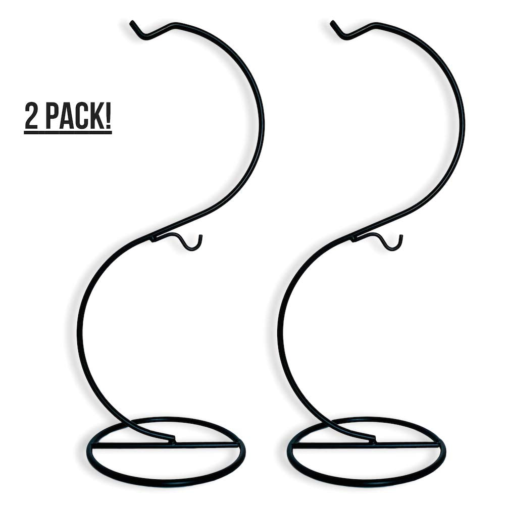BANBERRY DESIGNS Dual Stands for Ornaments Jewelry and Terrariums - 2 Display Hooks - 2 Pack - Black Metal Holders with Multi-level Hooks - 12" H