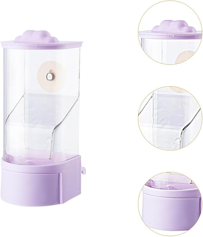 No Mess Bird Feeder Hanging Feeding Station Anti Splashing Parrot Foraging Feeder Food Container for Cockatiel Budgies Canary Pink(Purple)
