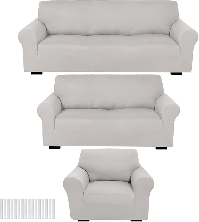 Peryiter 3 Pcs Couch and Loveseat Covers Set Sofa Cover