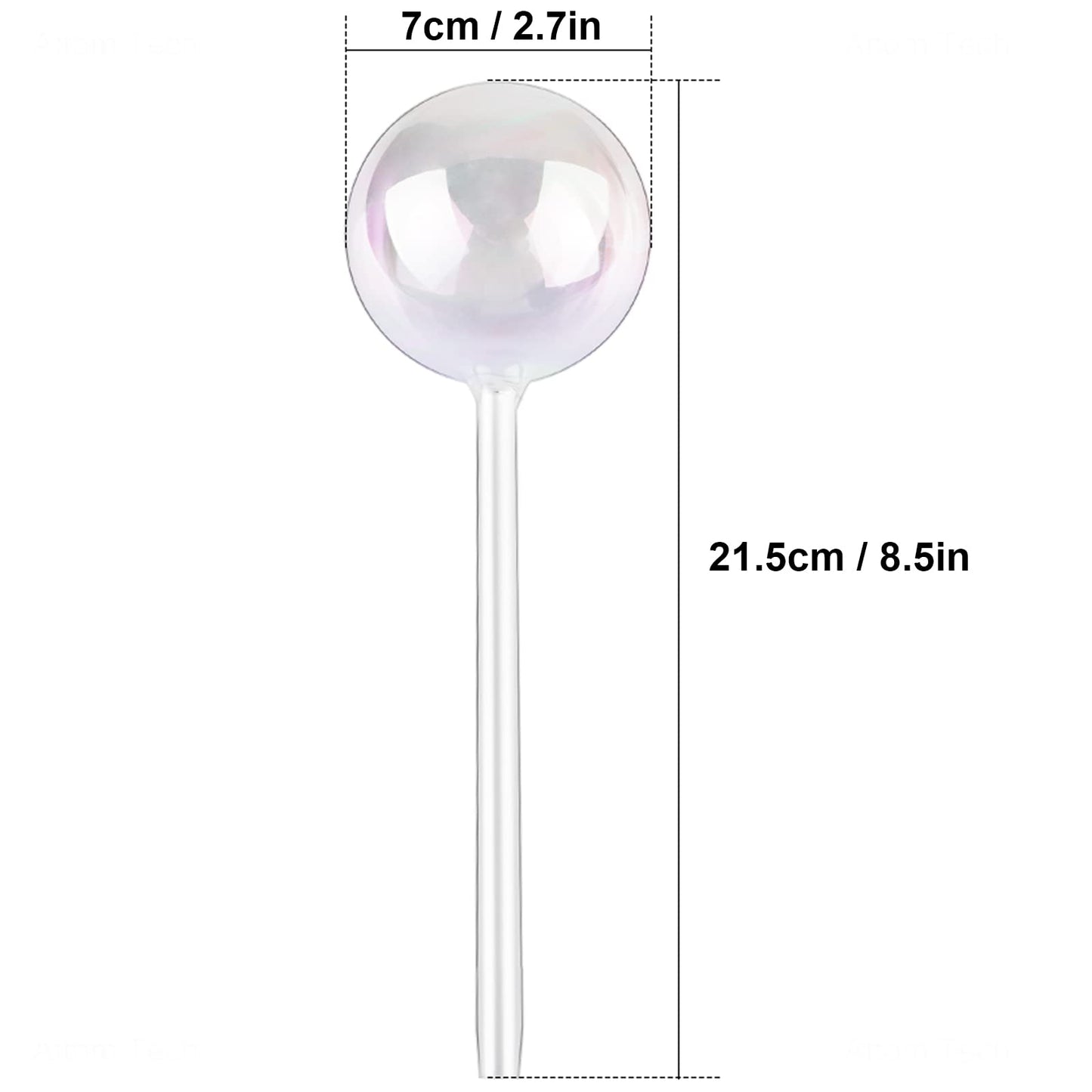 Tomorotec [2 PCS] Light Iridescent Rainbow Gradient Color Clear Glass Self-Watering System Spikes, Automatic Plant Waterer Bulbs