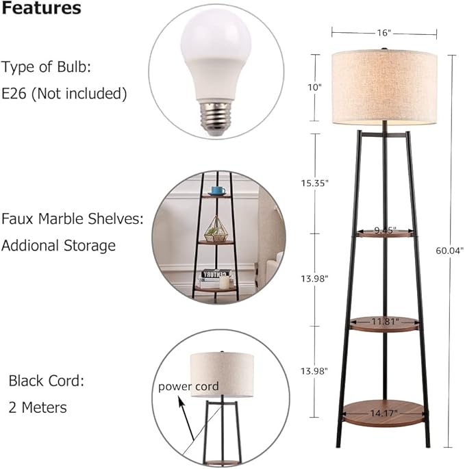 ROSEN GARDEN Floor Lamp, Standing Reading Light
