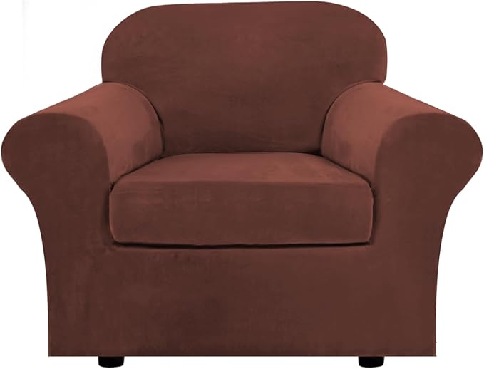 H.VERSAILTEX Rich Velvet Stretch 2 Piece Cover Chair Slipcover Sofa Cover