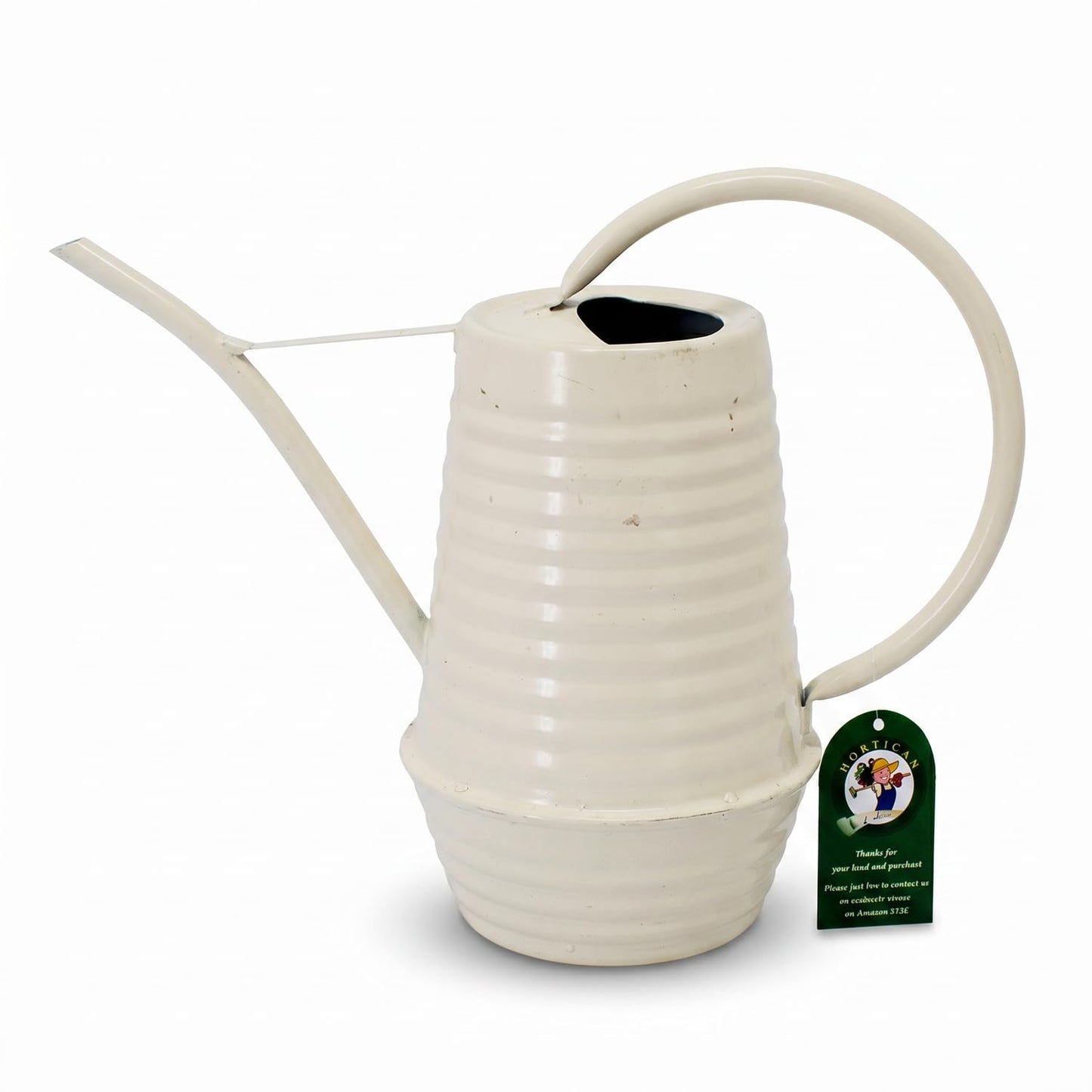 HORTICAN Small Watering Can, Matte Cream White, 34oz., Metal Watering Can with Long Spout, Nice Indoor Water Can, Plant Water Can for Indoor Plants