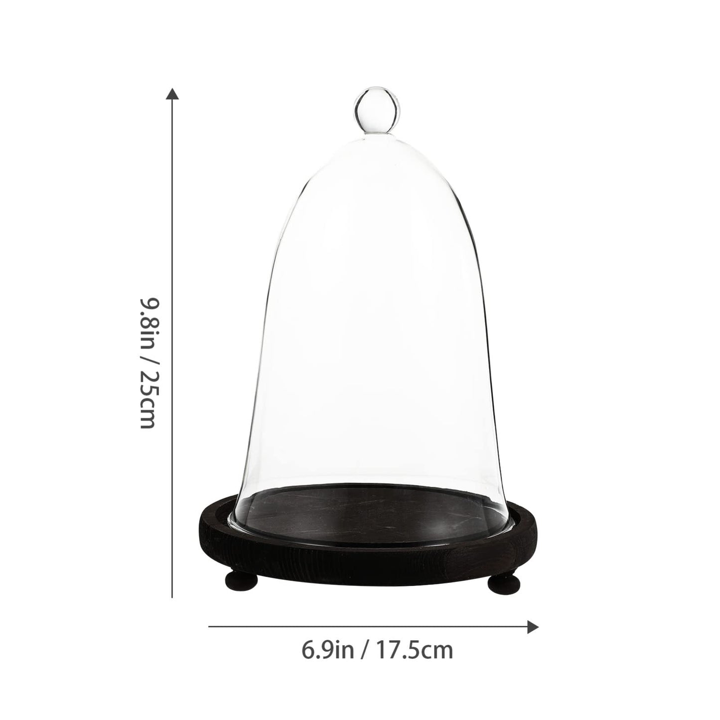 EXCEART Immortal Flower Glass Cover with Brown Wooden Base - DIY Terrarium Container for Home Decor Flower Display and Garden Cloche