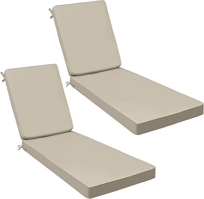 AAAAAcessories Outdoor Chaise Lounge Cushions, Fade-Resistant, Waterproof Patio
