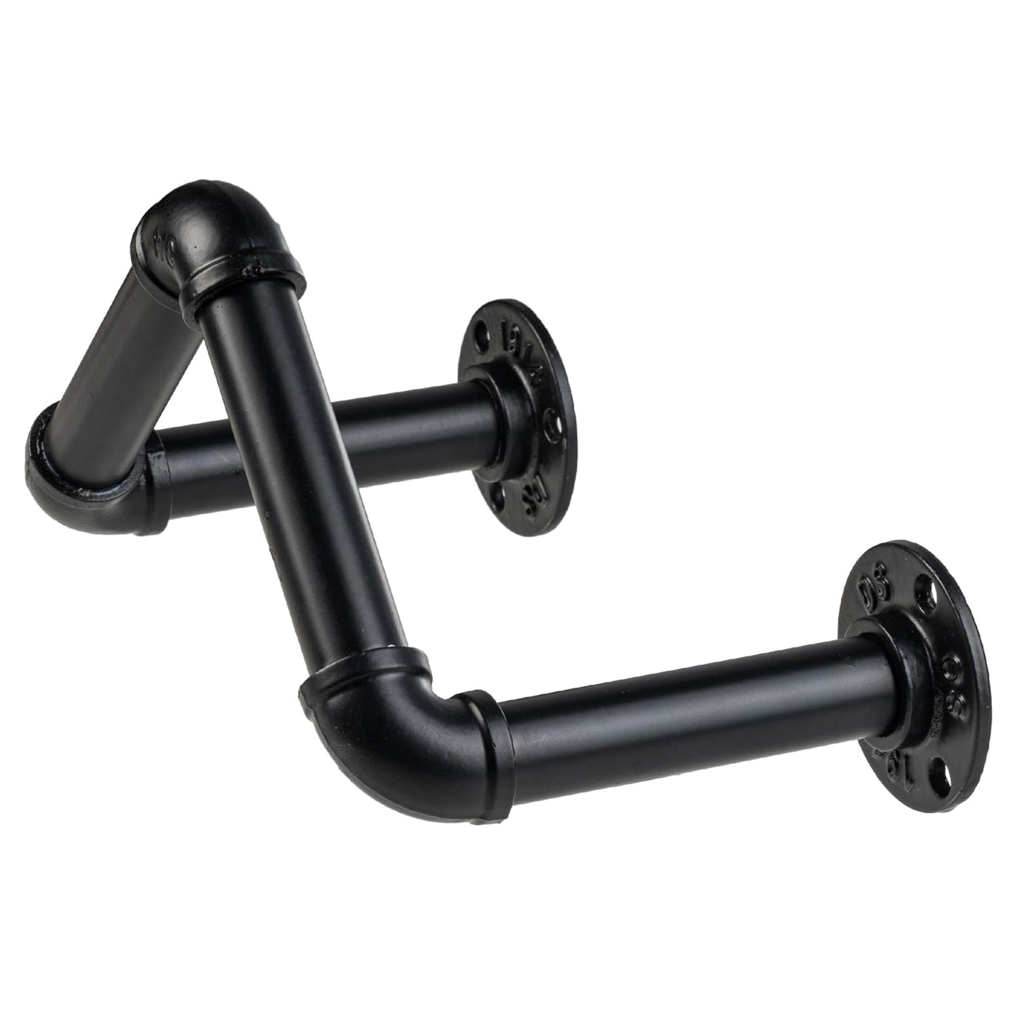 MyGift Wall Mounted Garden Hose Holder, Industrial Matte Black Metal Pipe Design Watering Tube Reel Rack, Decorative Pipework Hook for Hanging Water Hosepipe
