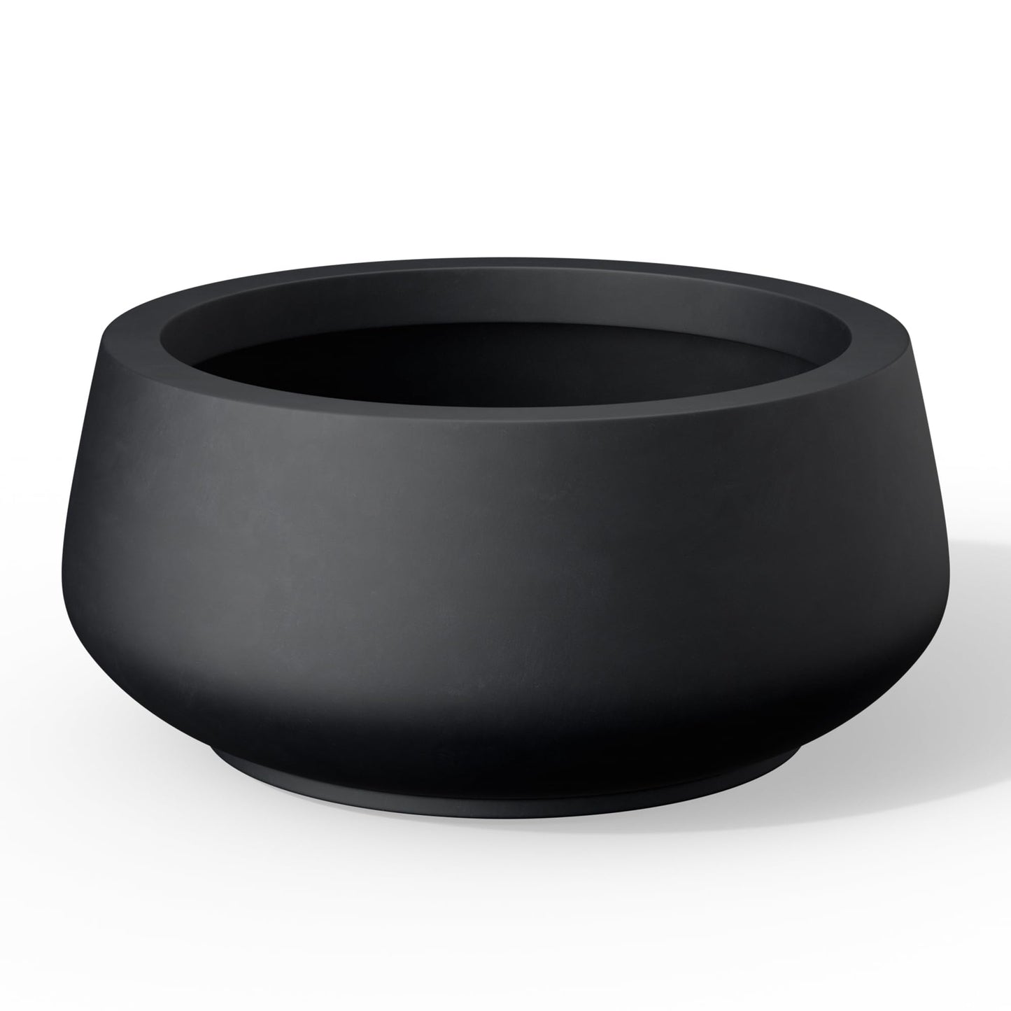 Kante 16.9" Dia Round Concrete Bonsai Planters, Outdoor Indoor Garden Plant Pot with Drainage Hole for Home, Patio, Garden, Black