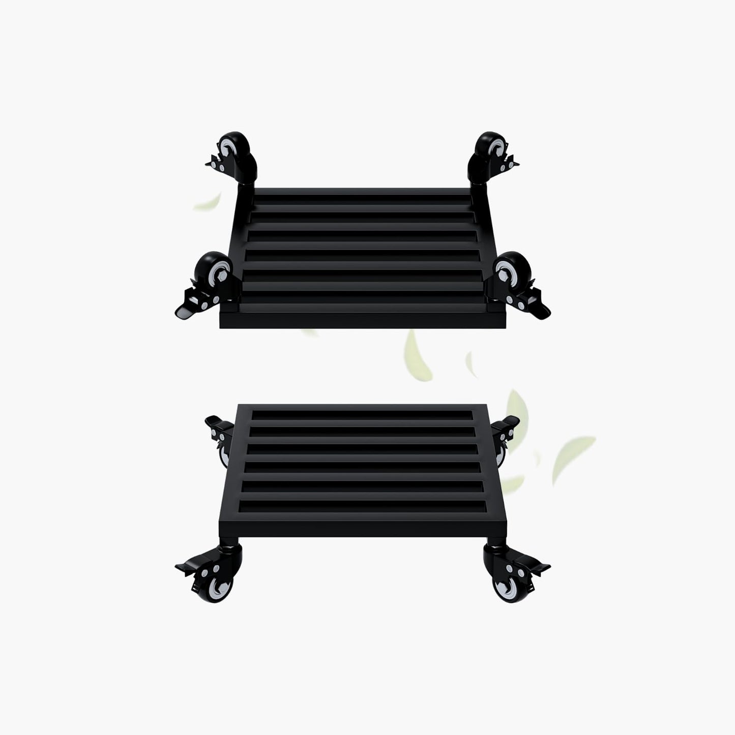 Zhongma 2 Pack 12" x12"x 3.5"H Square Plant Caddy with Wheels, Fully Assembled, Heavy Duty Construction, 300 Lbs Capacity, Load-Bearing Wheels with Brakes, No Installation Required
