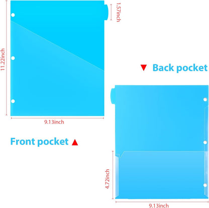 WOT I Plastic 8-tab Dividers with 2 Clear Pockets - 6 Sets, Binder Dividers for 3 Ring Binder, Bright Multicolor, Total 48 Tabs