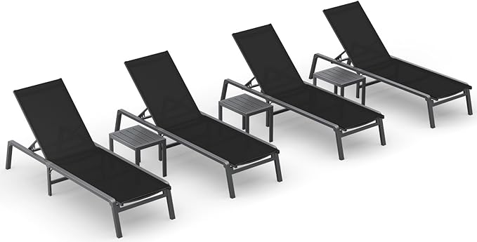 Ciokea Aluminum Foldable Lounge Chairs Set of 4