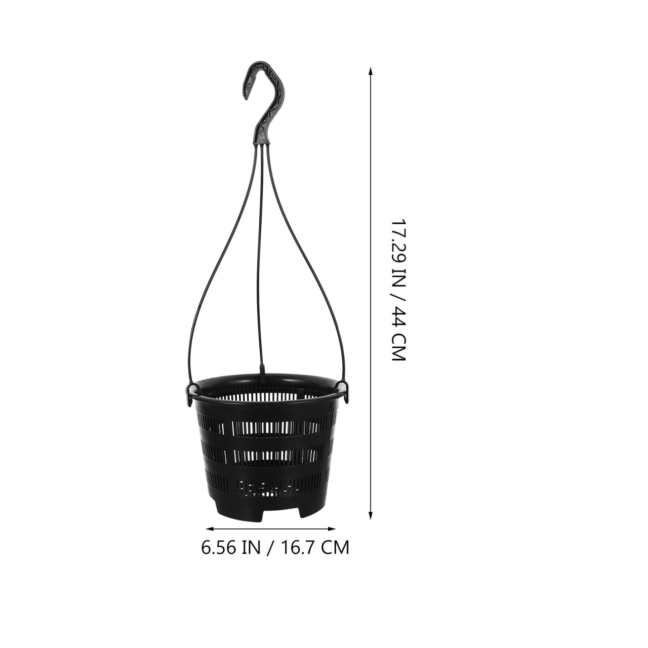 DOITOOL 5 Sets Hanging Flower Pots Plastic Planters with Hooks for Indoor Outdoor Balcony Garden Decor 6.29X6.29X17.71 Inch Black Hanging Planters for Orchid and Succulent Plants