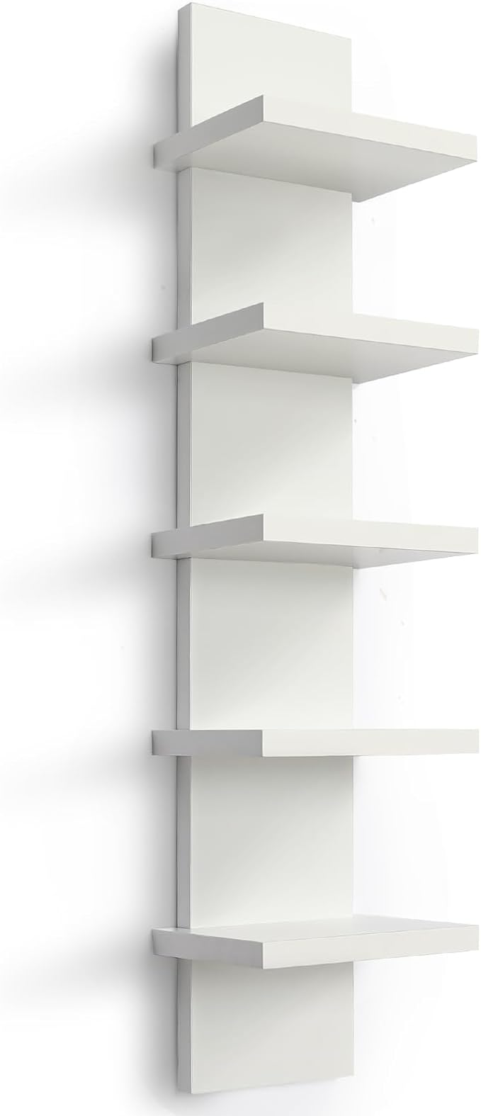 Homaterial 5 Tier Wall Shelf Unit, Small White Vertical Floating Shelf-Narrow