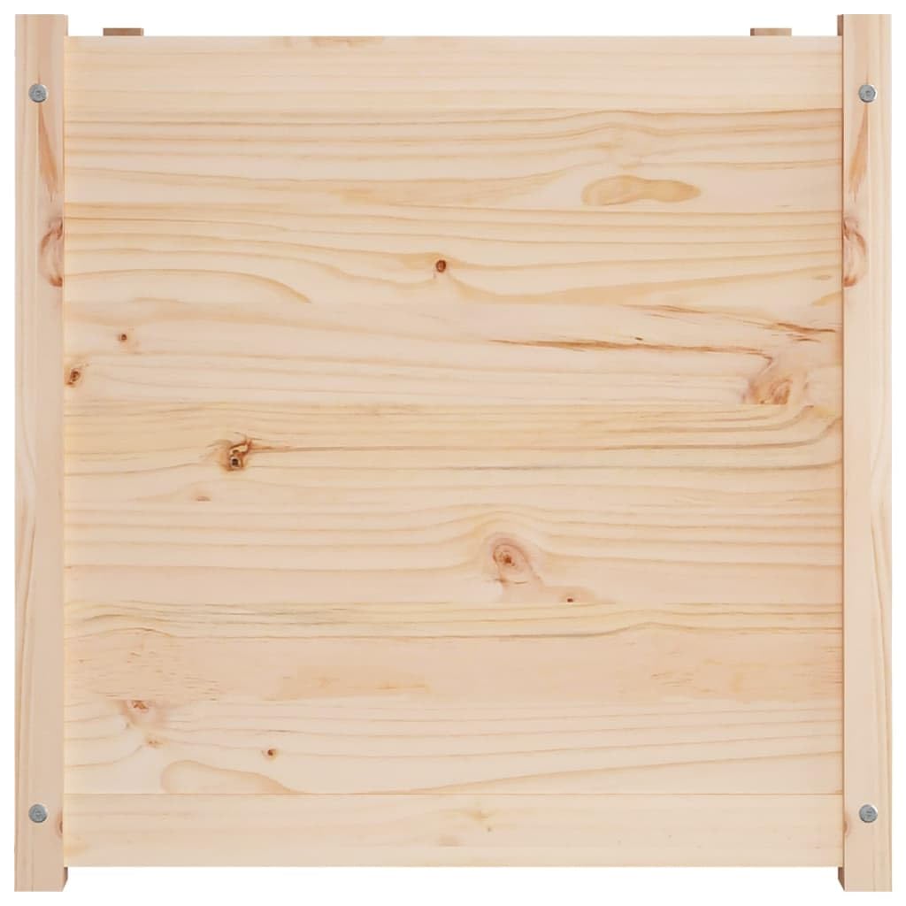 MBDRKVGF 27.6 Inch Square Garden Planter, Solid Pinewood Outdoor Raised Bed Box for Flowers, Herbs and Vegetables, Rustic Natural Wood Flower Pot for Patio, Backyard and Terrace