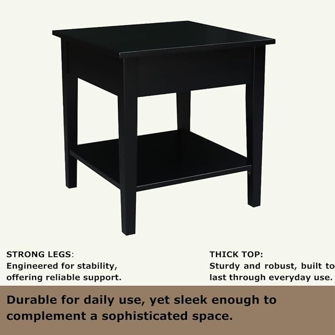 International Concepts Spencer Black Wood End Table