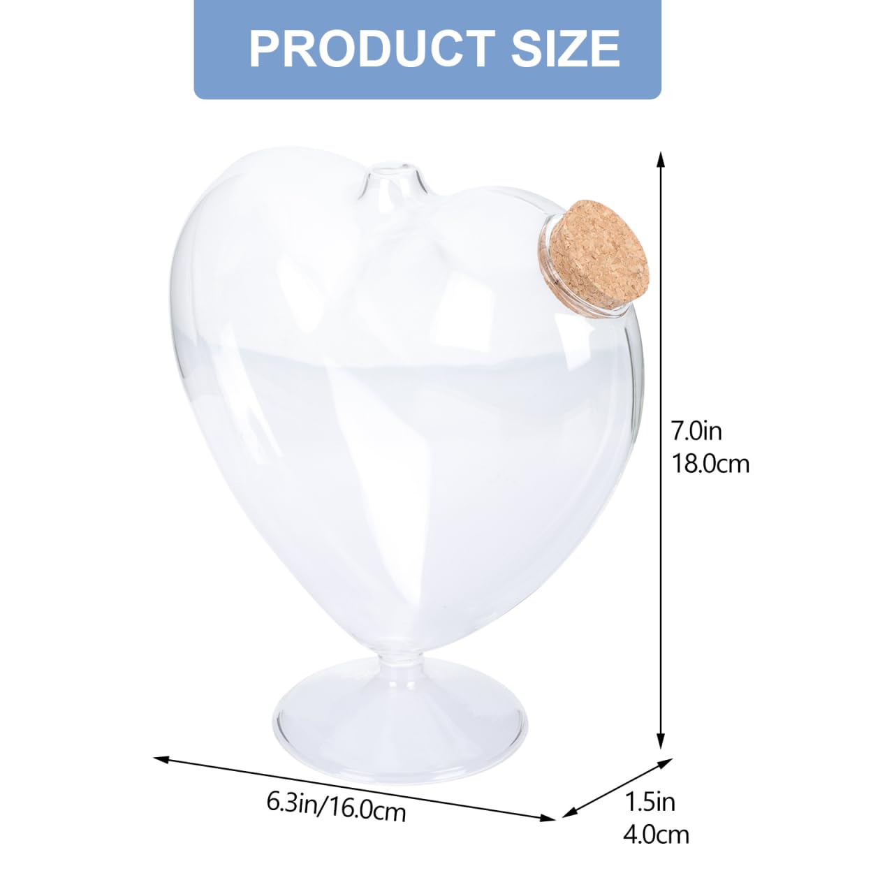 FOMIYES Heart Shaped Glass Terrarium Vase with Cork Lid for Wedding Decoration