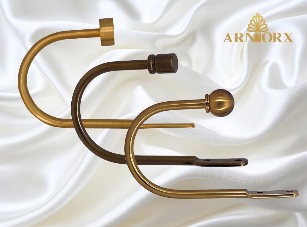 ARNORX Curtain Holdbacks, Hooks, 2 PCS，Solid Steel Hooks, Decorative French Ball End, Curtain Drapery Holdbacks, Wall Mounted, Curtain Tiebacks, Antique Bronze