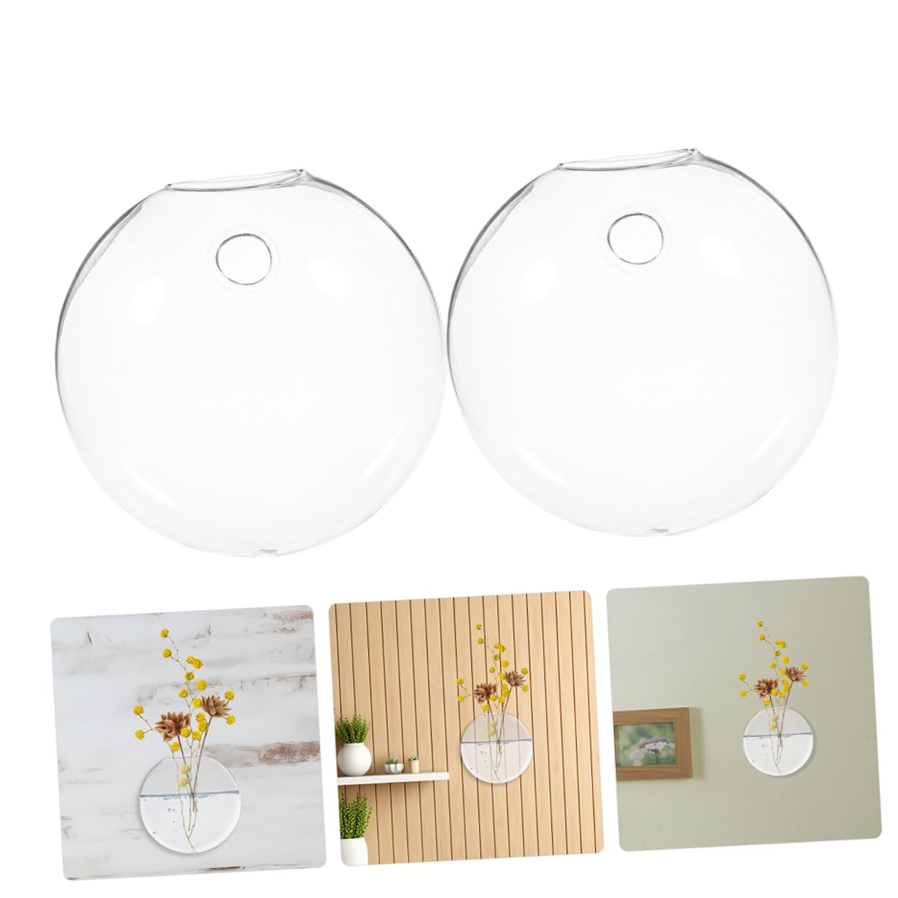 Cabilock Wall Mounted Hydroponics Glass Plant Vase Hanging Terrarium for Indoor Plants 4-Piece Set for Home Decor