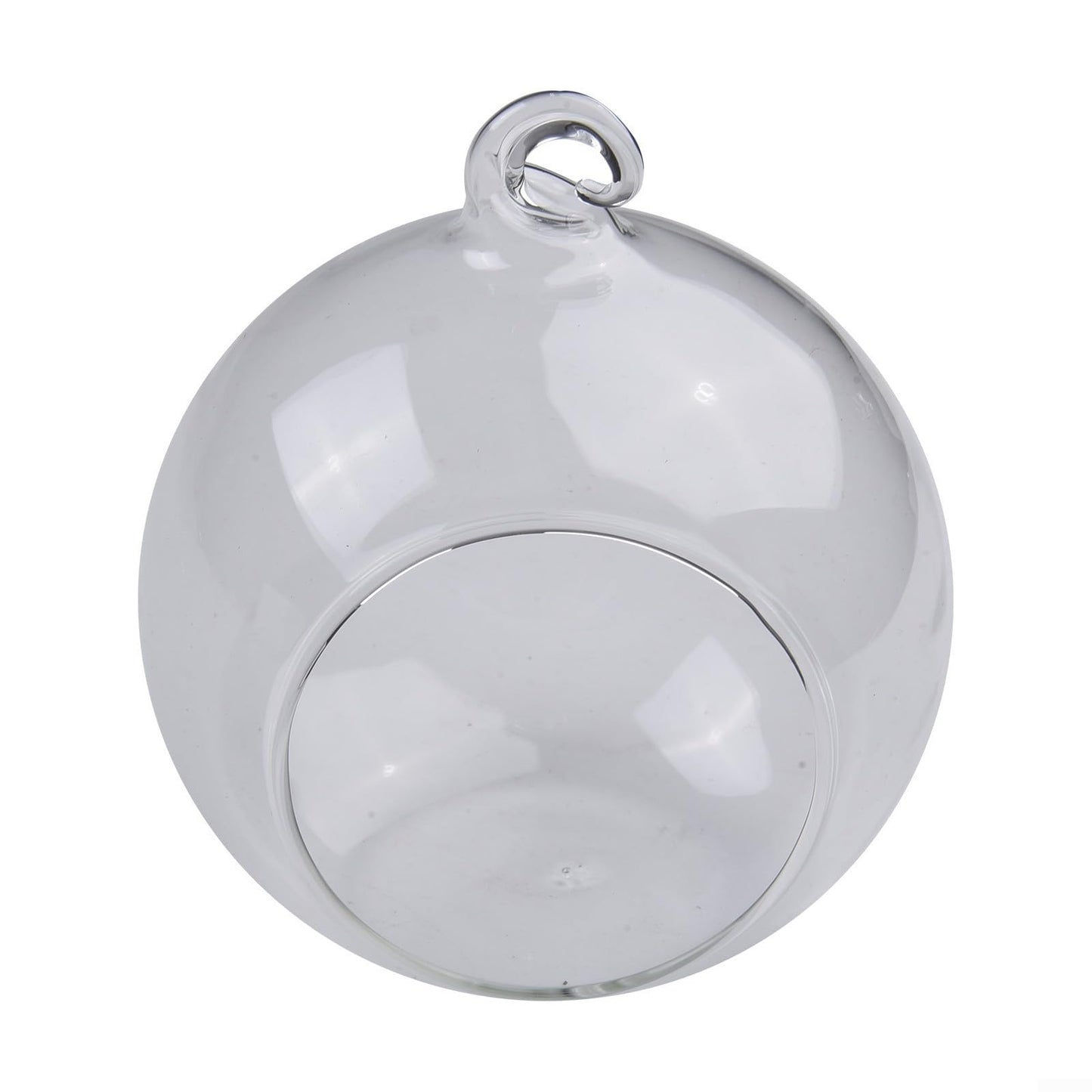 Hanging Glass Ball Vase Clear Borosilicate Terrarium Container With Open Mouth And Flat Bottom For Succulent Plants Air Flowers Home Garden Wedding Party Decoration(10cm)