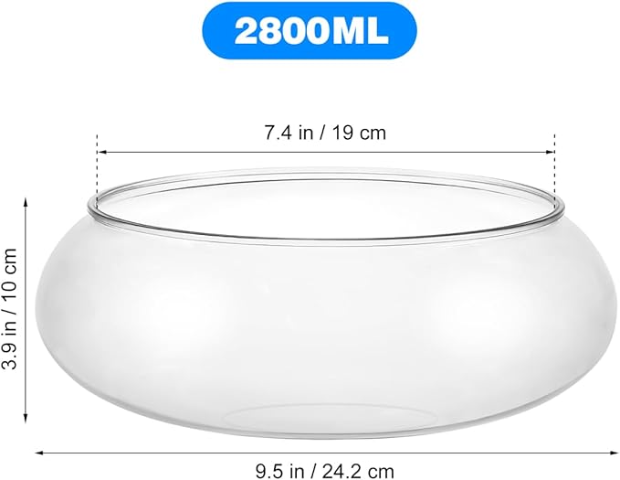 DECHOUS Clear Round Fish Bowl Plastic 7.4 Inch Shallow Vase Bubble Fish Bowl Terrarium Aquatic Plant Pot for Home Decoration Table Centerpiece, 94oz