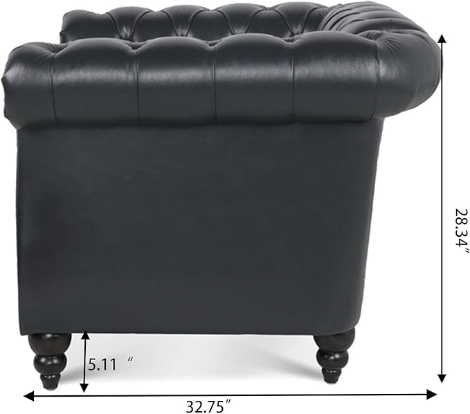 LEVNARY Leather Upholstered Armchair, Mid-Century Modern Single Sofa Chair