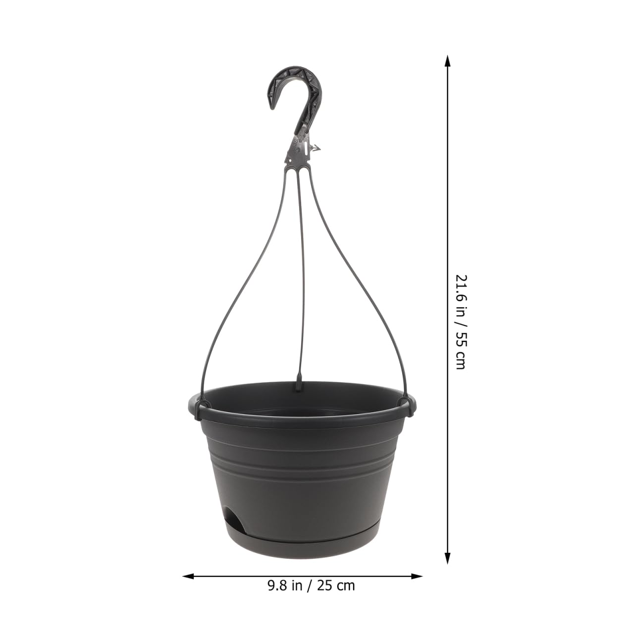 DOITOOL 3PCS Plastic Hanging Planter Pots Small Hanging Flower Pot, Orchid Pots 6.7 Inch Chain Baskets for Outdoor Indoor Plants and Balcony Decoration (Grey)