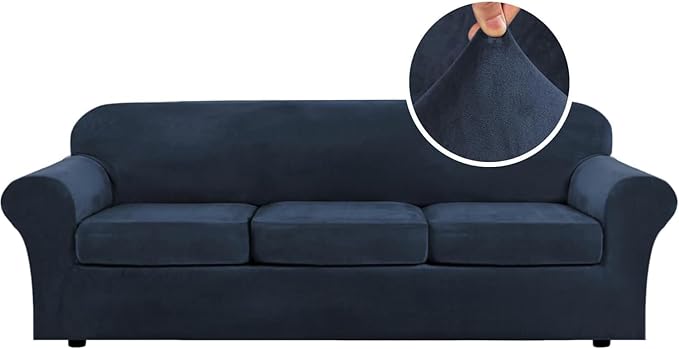 H.VERSAILTEX High Stretch Sofa Slipcover 4 Piece Cover Velvet Furniture