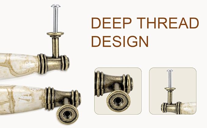 Set of 4 Marble Ceramic Handle Antique Cabinet Door Pull Modern Euro Style