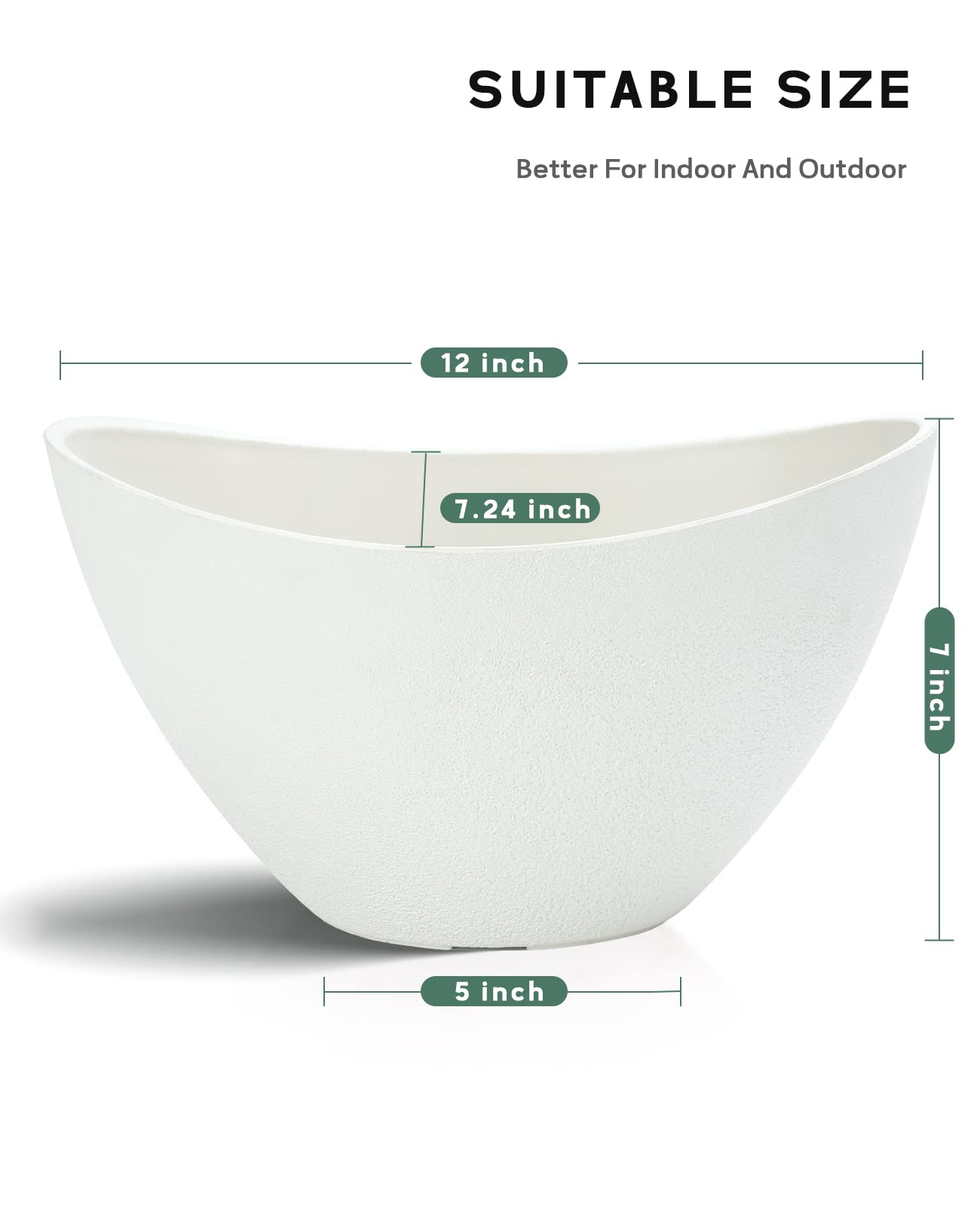 LaDoVita Plant Pots with Drainage Holes, 12 Inch Large Planters for Indoor Plants, Plastic Flower Pots Outdoor, 2 Pack, White