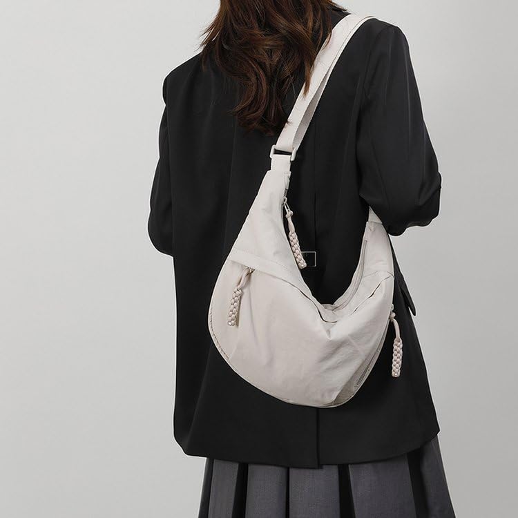 Nylon Crescent Crossbody Bag for Women Shoulder Tote Handbag Casual Sling Bag Dumpling Purse Bag for Outdoor Travel