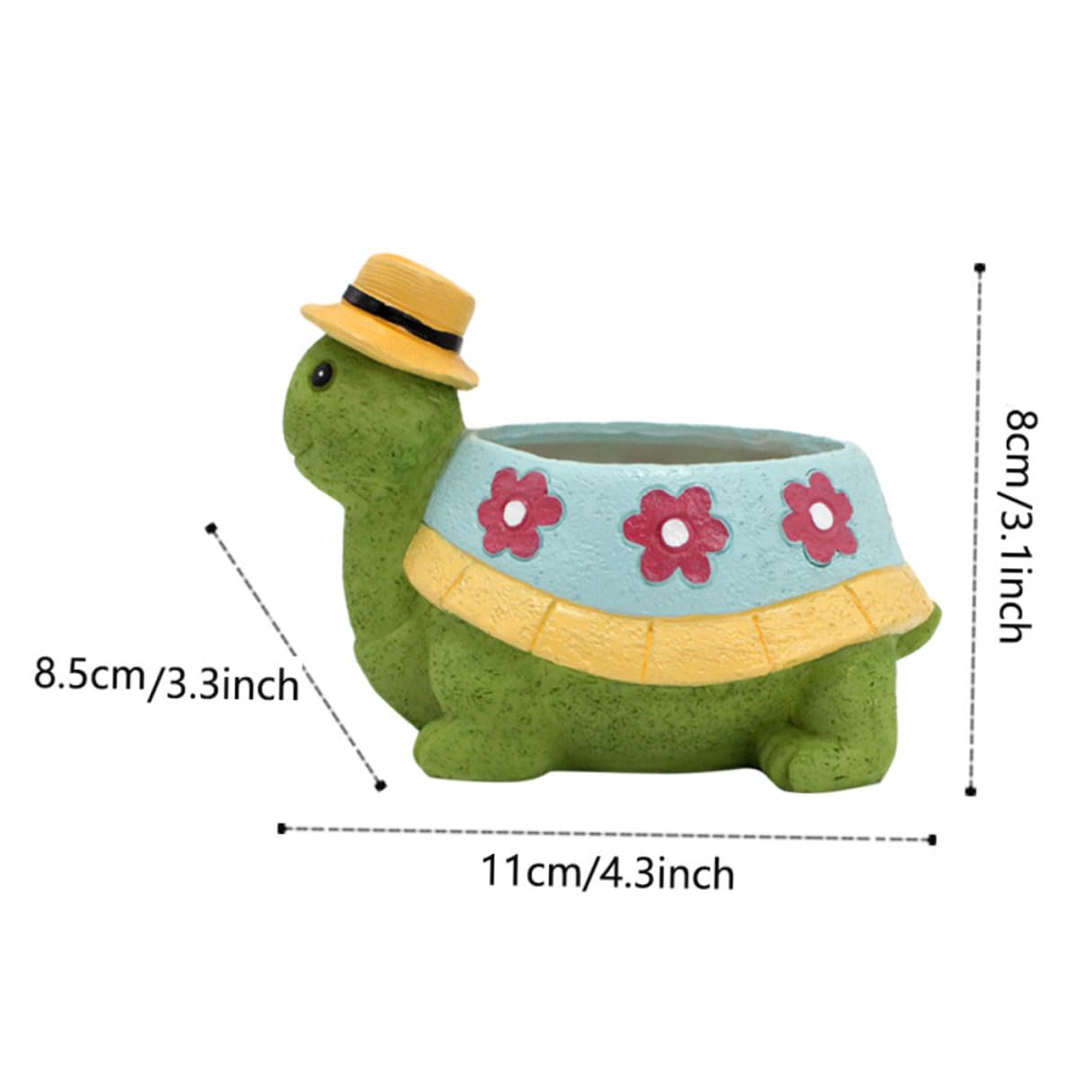 Lurrose Resin Turtle Succulent Planter with Drainage Cute Cartoon Small Flower Pot for Indoor and Outdoor Garden Decor Decorative Plant Holder for Desk Windowsill Bookshelf