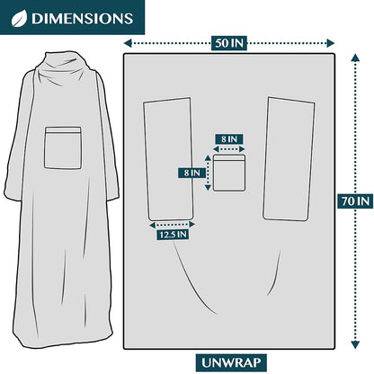 PAVILIA Wearable Blanket with Sleeves & Pocket for Women & Men, Soft Fleece Snuggle Throw with Sherpa Trim, Cozy TV Couch Robe, Gift Ideas for Mom & Wife, Dark Green