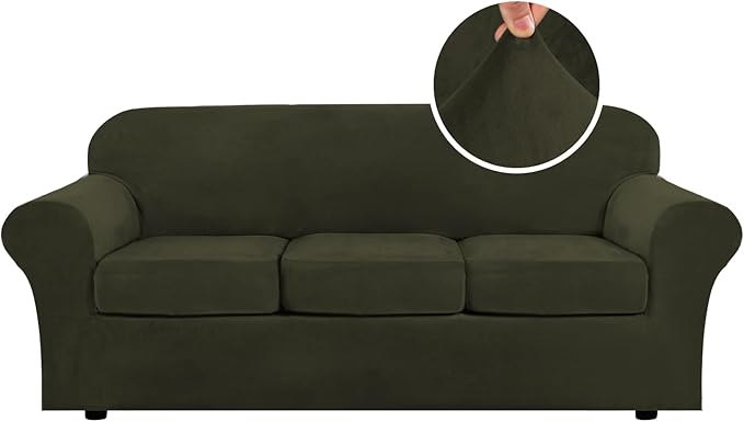 H.VERSAILTEX Modern Velvet Plush 4 Piece High Stretch Sofa Slipcover Sofa Cover