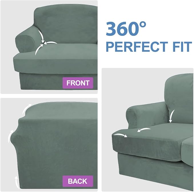 CUCRAF Cushion Sofa Cover 4 Piece Slipcovers, Soft Thick Velvet Couch Cover