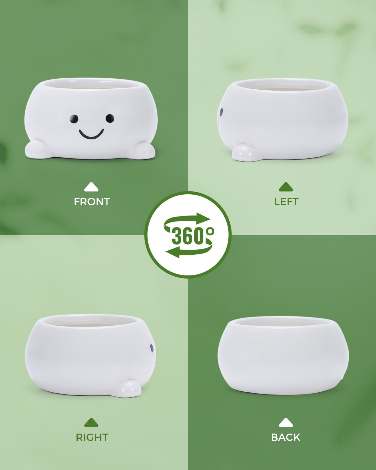 GaloTrek Smily Face Planter Pot Funny Toilet Plant Pots Cute Ceramic Flower Head Planters Succulent Pots for Indoor Outdoor Plants Unique Bathroom Planter with Drainage Hole