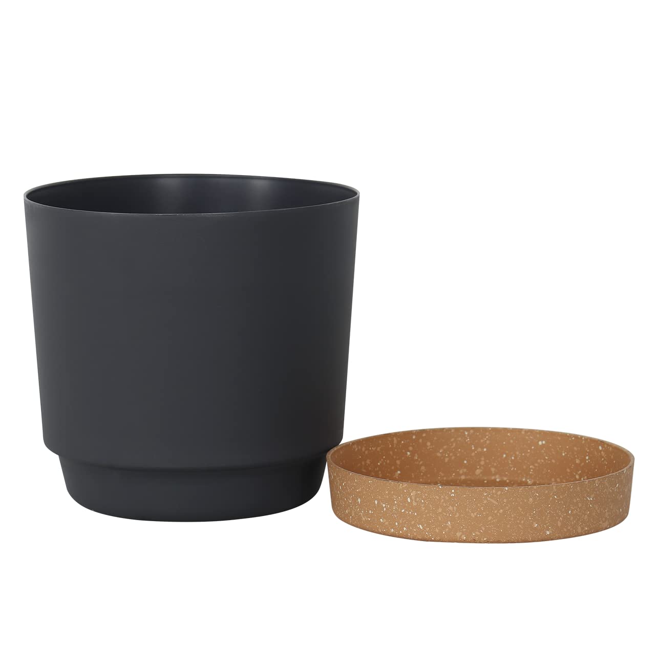 kubvici Plant Pots for Indoor Plants, 2 Pack 10 Inch Plant Pot Plastic Flower Pots Planters with Drainage Saucer for Indoor Outdoor Garden Home (10" Black)