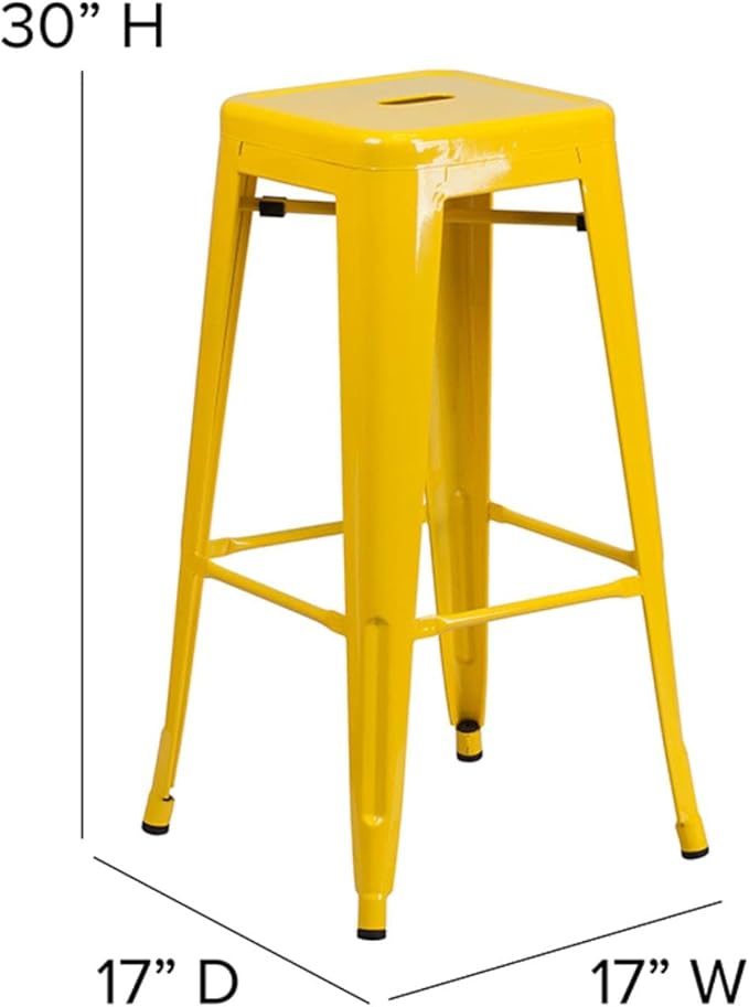 Flash Furniture Commercial Grade 30" High Backless Yellow Metal Indoor-Outdoor