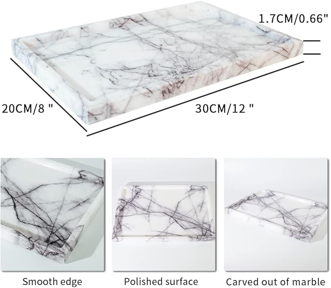 Real Luxurious Vanity Tray Natural Genuine Marble Storage Tray