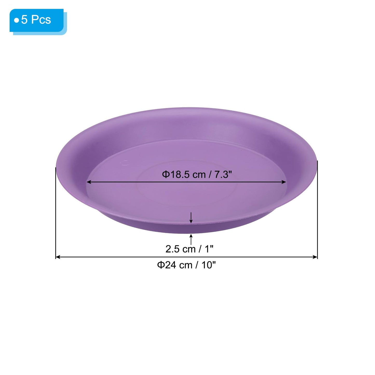PATIKIL 10 Inch Plant Saucer Tray, 5 Pack Plastic Drip Tray Round Collects Excess Water Flower Pot Drainage Trays for Heavy Indoor Outdoor Pan, Purple