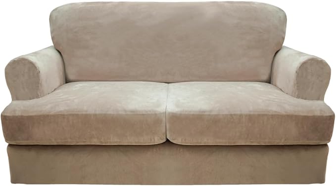 CUCRAF T Cushion Sofa Cover 3 Piece Loveseat Slipcovers, Soft Thick Velvet