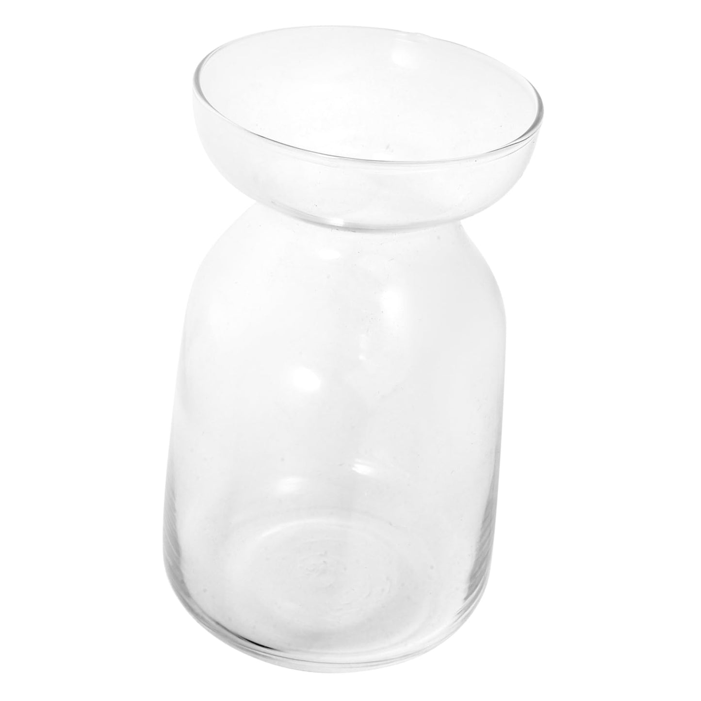 GLEAVI Clear Glass Vase for Hydroponics and Floral Arrangements Elegant Desktop Decorative Centerpiece for Home and Office for Plant Container and Terrarium Display