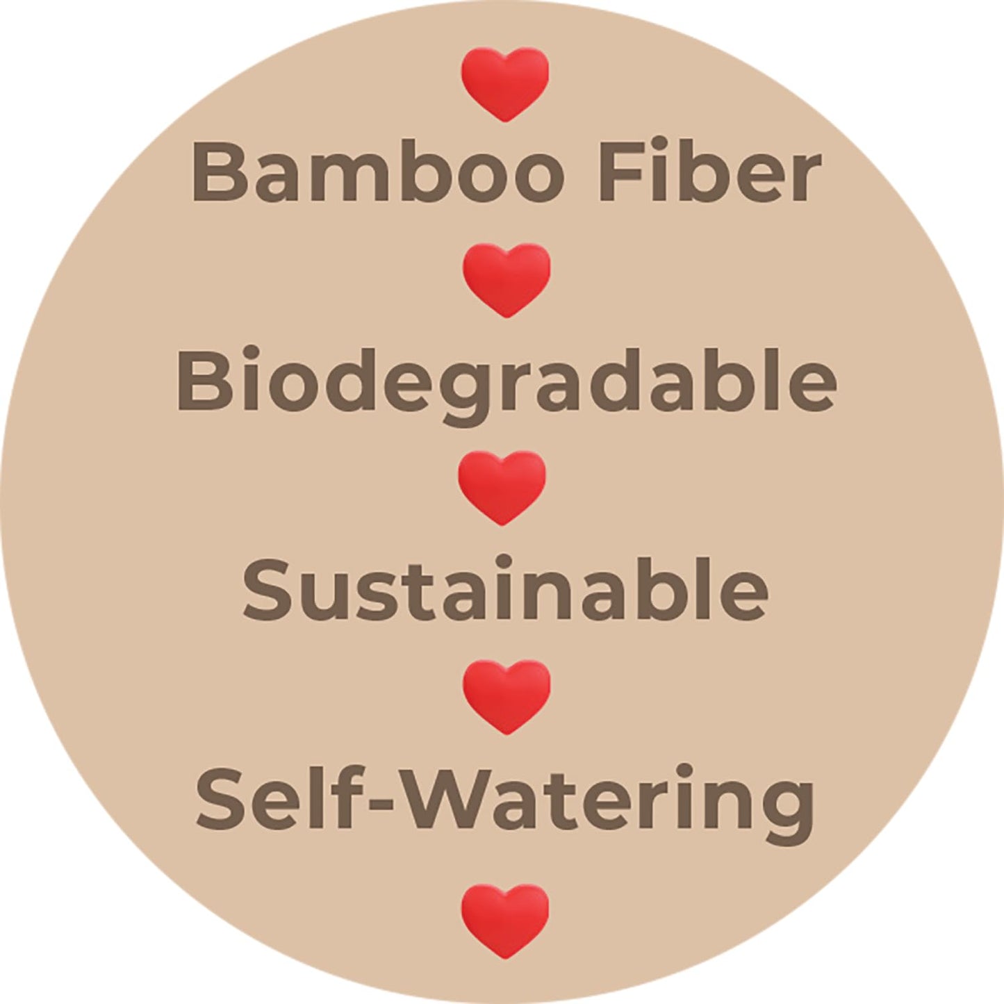 7” Self-Watering Pot – Eco-Friendly Bamboo Planter, Biodegradable & Plastic-Free, Indoor/Outdoor Plant Pot with Built-in Water Well for Healthy Root Growth